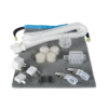 Transcend Micro Essentials Pack contents: WhisperSoft muffler, AirFlex hose, AirMist HME cartridges, air filters, plug adapters and travel pouch