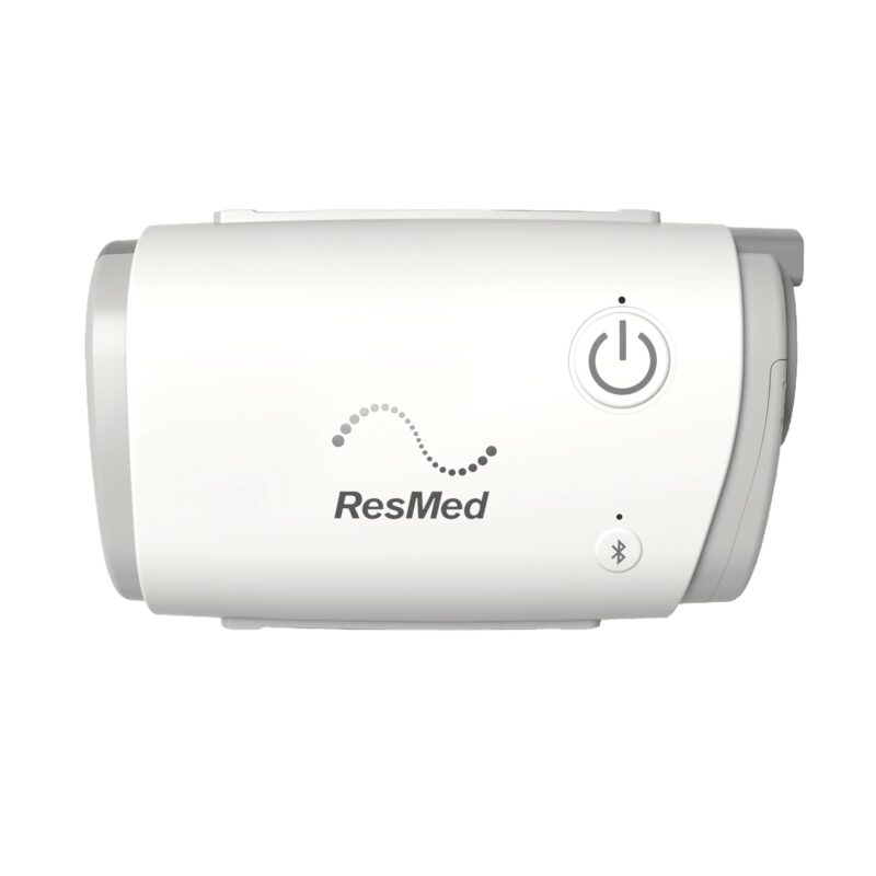 AirMini AutoSet travel CPAP machine, front view, airline-friendly