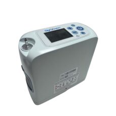 OxyGo NEXT control panel with LCD display, flow buttons, oxygen outlet port and model 1400-3000 label