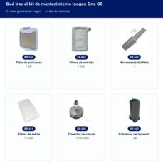 Contenido del kit de mantenimiento para Inogen One G5: 6 piezas genuinas de Inogen etiquetadas