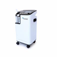 OxyHome 5L tower home oxygen concentrator (OxyGo) — upright white stationary unit with humidifier bottle and flow meter