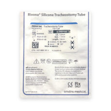 Sterile pouch of the Bivona 67PFP50 pediatric silicone tracheostomy tube, 5.0 mm, with product label, STERILE EO and Rx Only markings