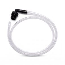 Humidifier connector tube with clear tubing and a black threaded elbow, compatible with Philips EverFlo oxygen concentrators