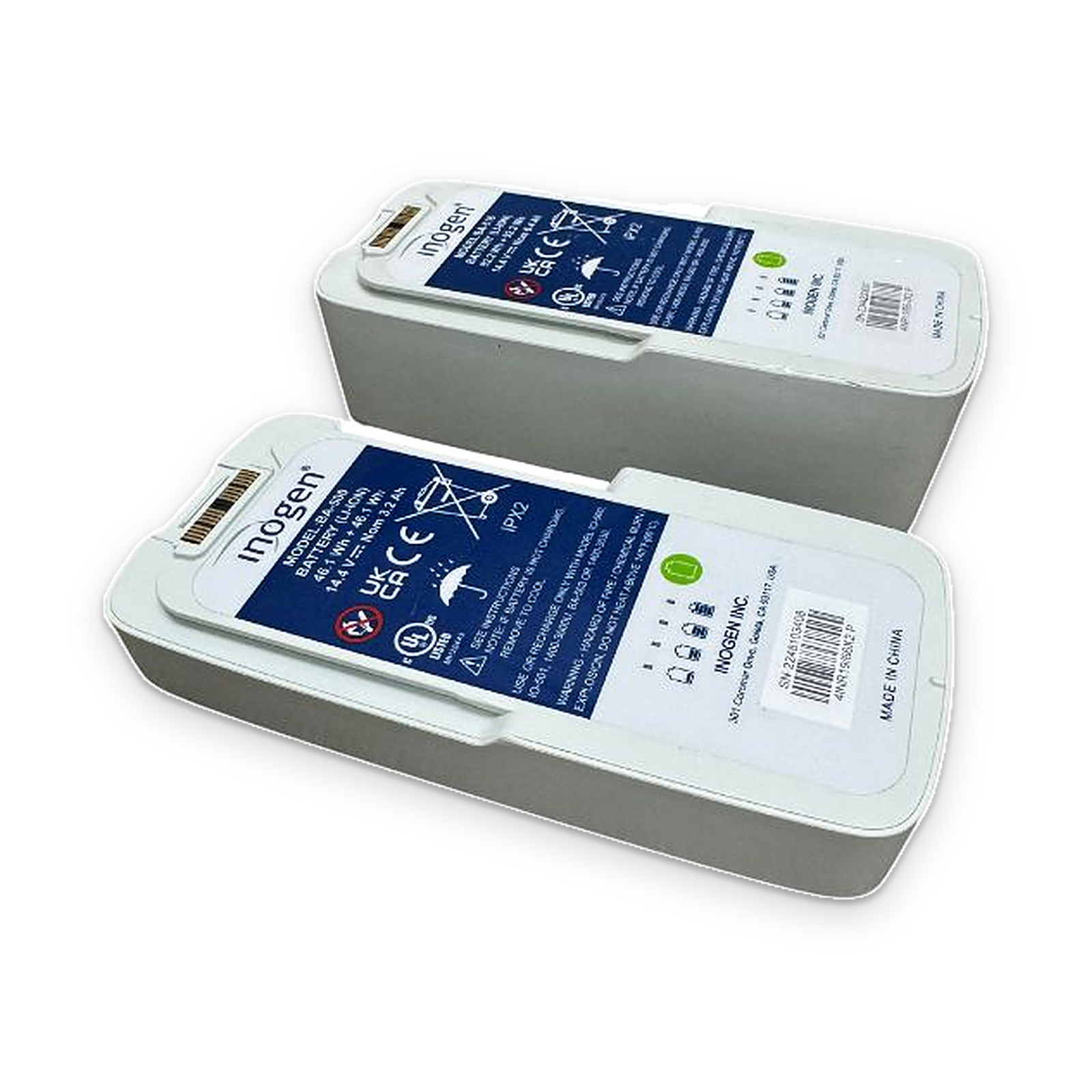 Inogen One G5 8-cell BA-500 battery (front) next to the 16-cell BA-516 (back) for size comparison, Certified Pre-Owned